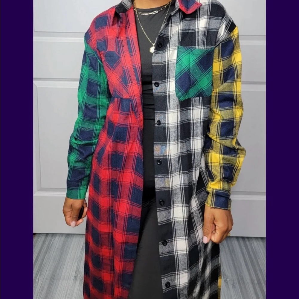 Colorful Plaid Long Shirt